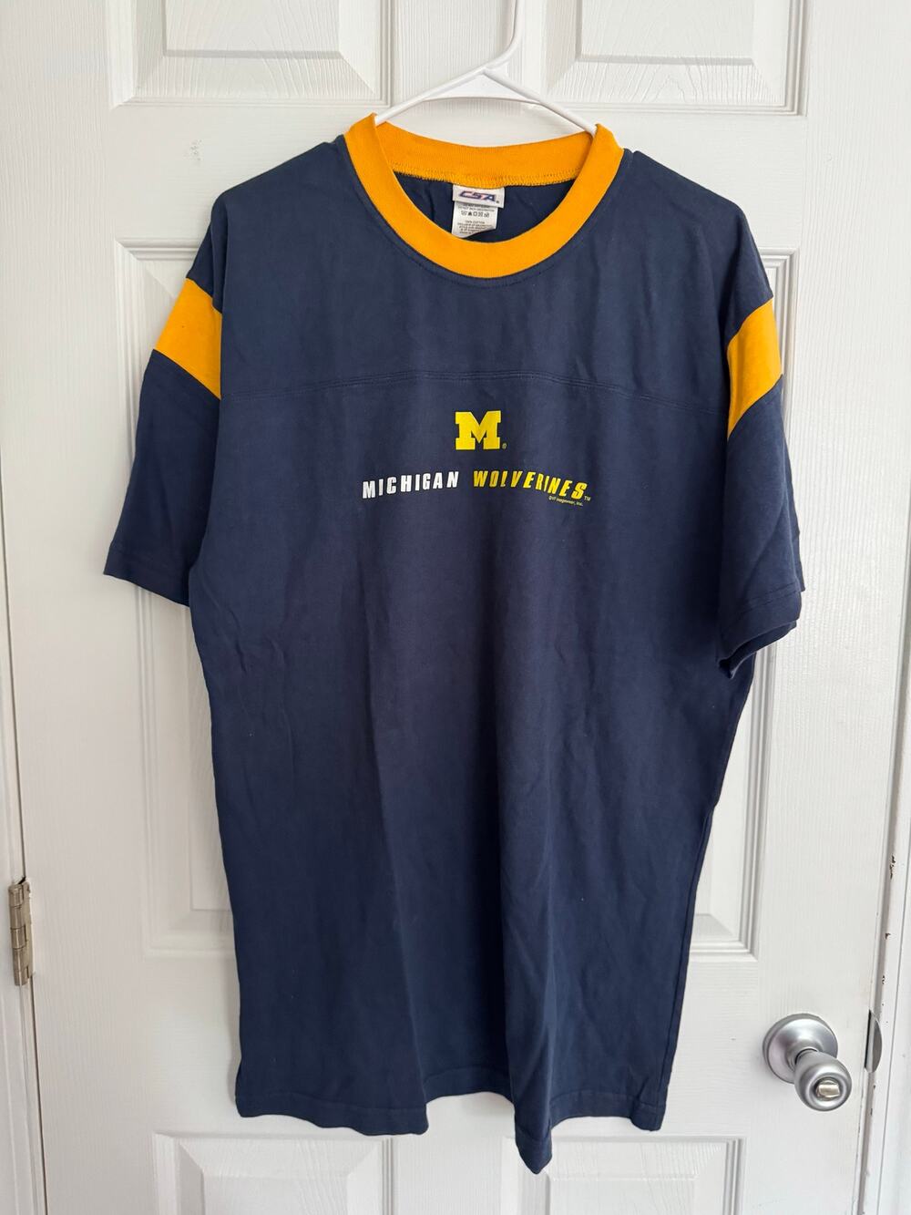 CSA Vintage University of Michigan Wolverines Blue w Yellow Henley Sz: Large